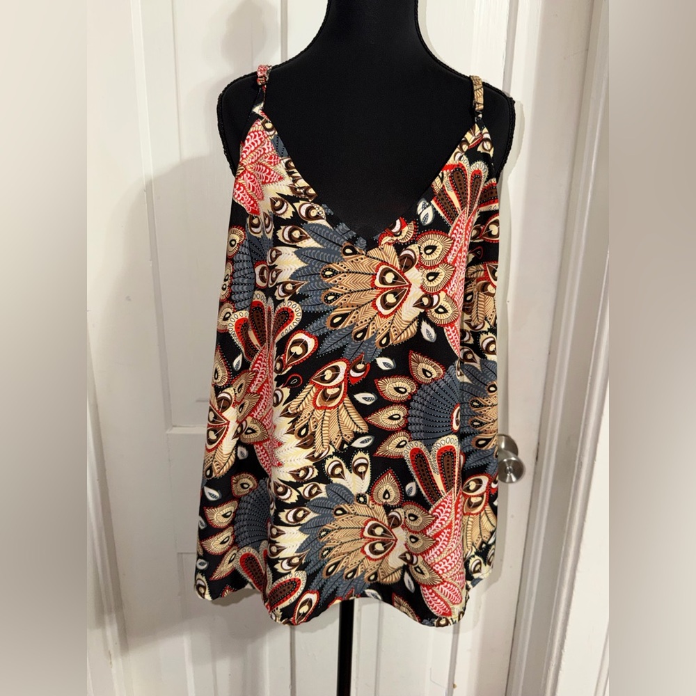 SHEIN Multicolor Peacock Print Camisole, women's plus size 2X, tank top, shirt